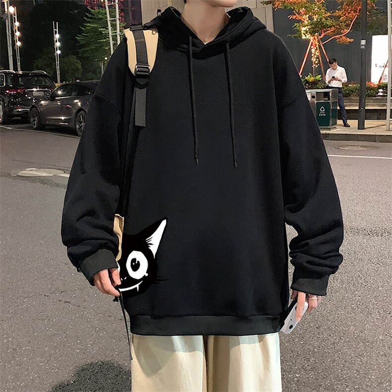 WY2035-P35加绒款-P40纯棉连帽卫衣男大码运动帽衫宽松薄外套男,男装卫衣,电商A040
