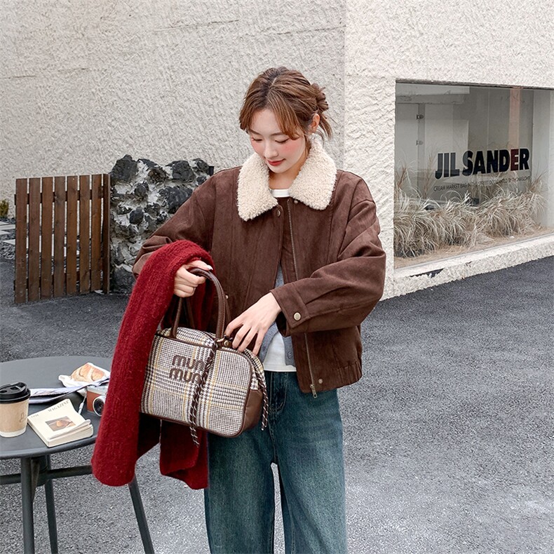 新款有货麂皮绒夹克棉衣外套2C010-2573-P185-K268,女装短外套,2C010