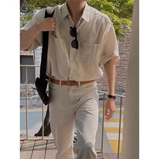 夏季短袖衬衫男士2025新款韩版薄款衬衣高级感轻熟风痞帅上衣ins，男装衬衫，星座506A