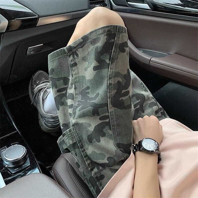 夏季休闲宽松伐木迷彩短裤五分裤KK393p33，男装牛仔裤，星座712