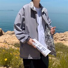 2021新款秋季两面穿外套复古港风百搭ins宽松网红夹克W1349-P58，男装夹克，星座512-4