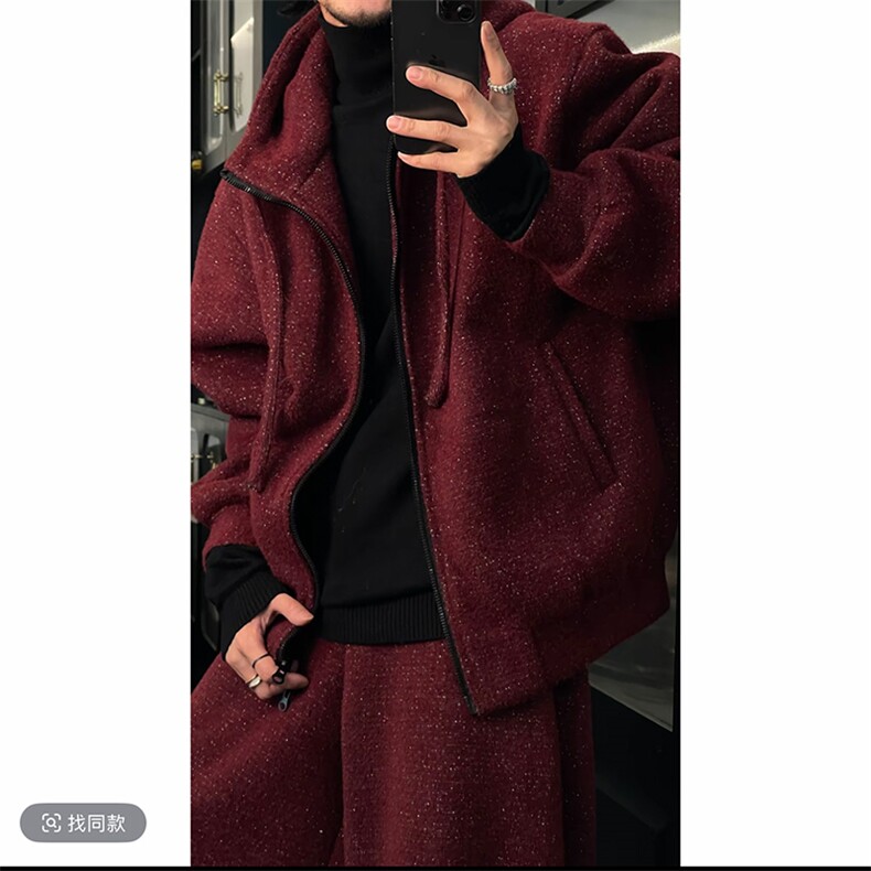 抖音加绒加厚满天星连帽卫衣阔腿裤套装上衣P123裤子P88网图，男装休闲套装，电商B267