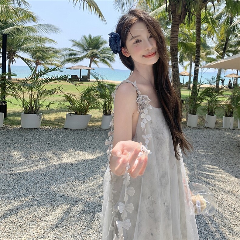 法式高级感小个子网纱吊带连衣裙女2025年夏季新款温柔风仙女裙子图片