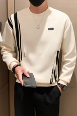 条纹拼接设计感卫衣男圆领套头个性痞帅休闲百搭长袖上衣WY01-P58，男装卫衣，电商D323（原B261）