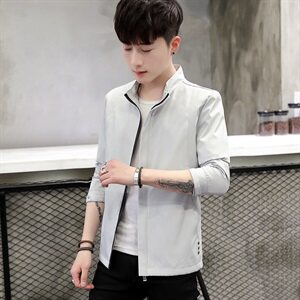 秋季外套男韩版潮修身帅气立领夹克休闲上衣棒球服J图片
