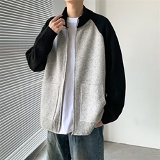 开衫条纹拉链毛衣男百搭针织衫简约外套立领外搭情侣秋冬M279，男装针织衫/毛衣，星座506
