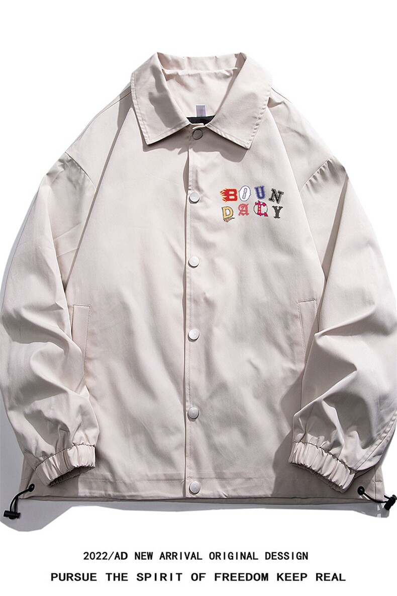 白底22秋冬潮流潮牌字母印花翻领教练服情侣夹克外套JK316P50控68,男装夹克,电商A247-1