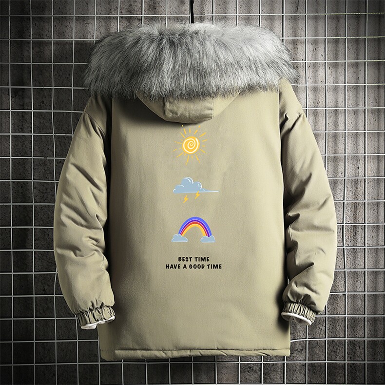 MM48141-P130冬季大毛领棉衣男士大码加厚棉袄男棉服网格,男装棉衣,电商A040A