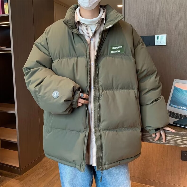 棉衣男款2024冬季纯色宽松立领棉服港风保暖外套青少年YM138-P75,男装棉衣,星座1109-3