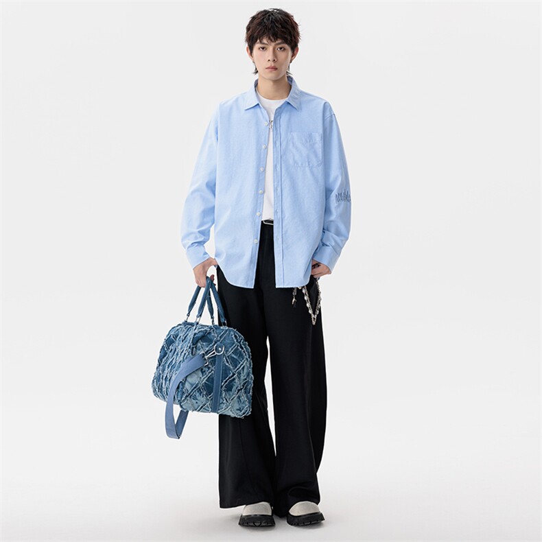 新款(跨境货源）长袖条纹衬衫男宽松休闲上衣,男装衬衫,星座1107-1