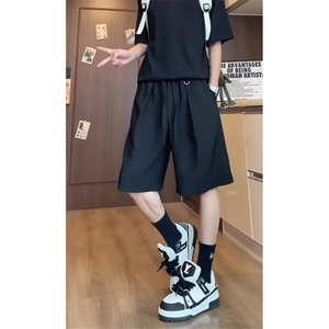 WE1697-P34 高腰西装短裤男新款2025夏季美式痞帅裤子图片