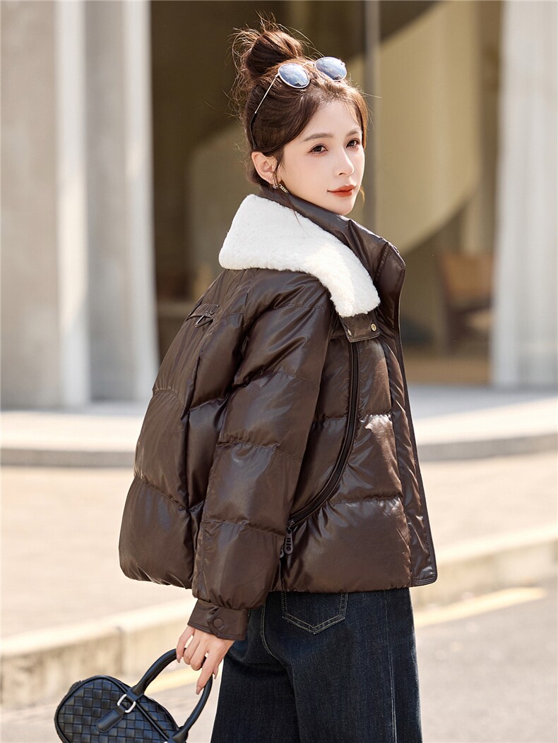 现货2025年冬季新款羽绒服韩版休闲保暖羽绒服毛领可拆卸,女装羽绒服,悦祺