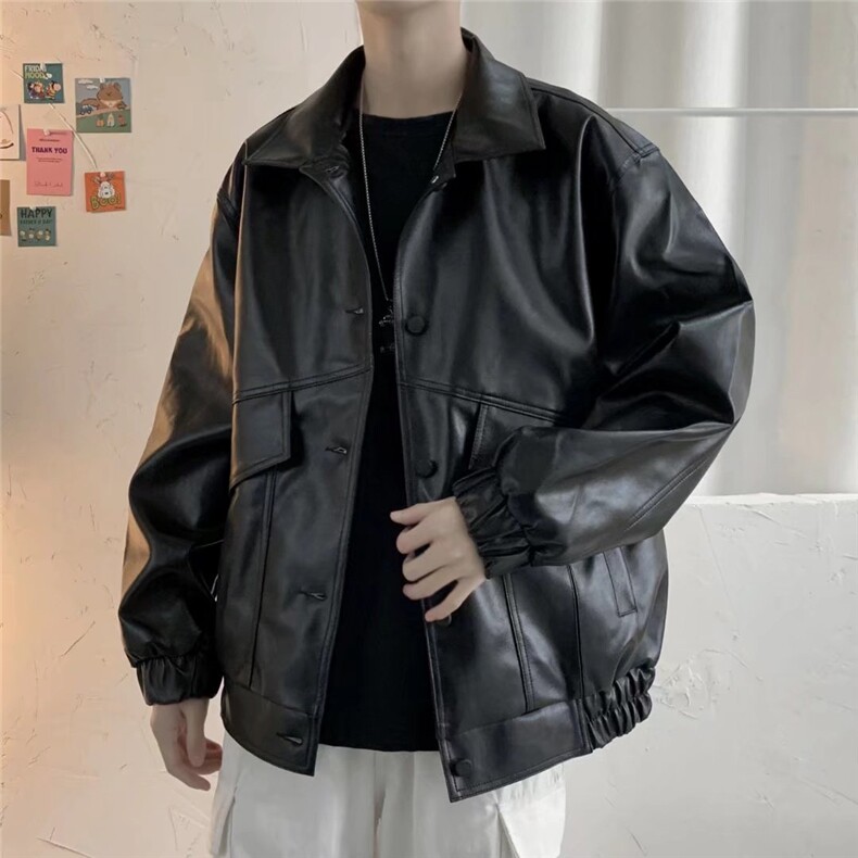 美式复古皮衣外套男ins潮高级感男装机车pu皮夹克A58P70,男装夹克,星座1116-2