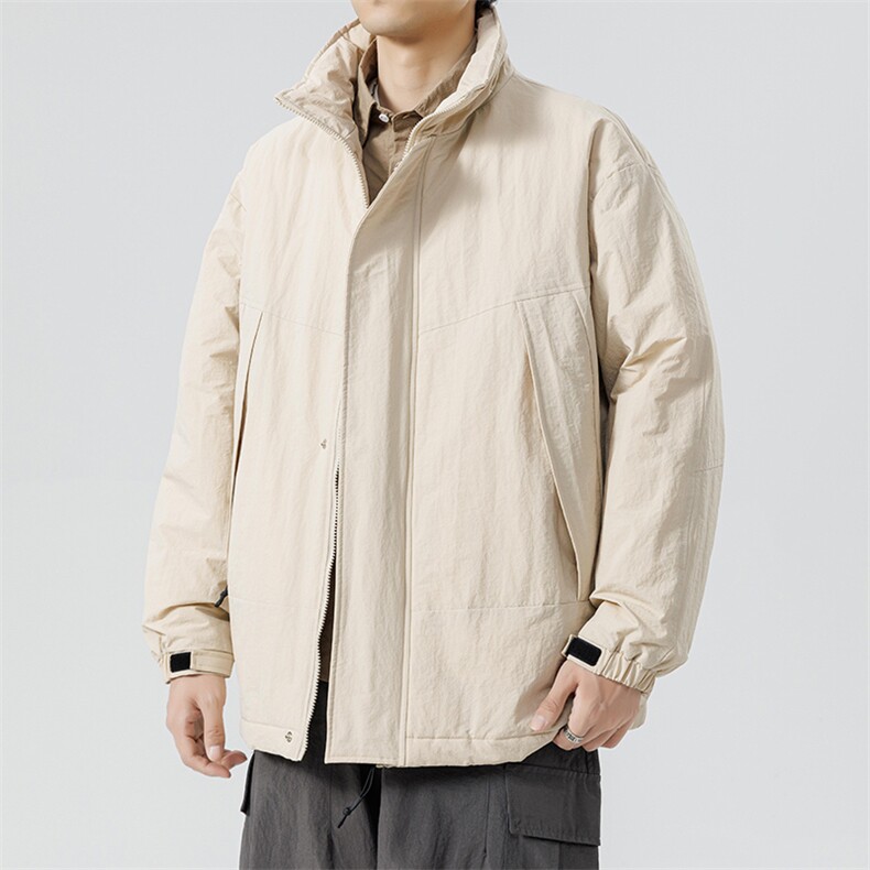 冬季潮牌日系纯色简约加绒加厚保暖防寒休闲棉服外套MY9079-P100,男装棉衣,电商A128
