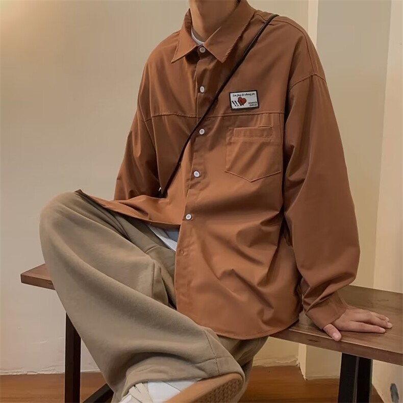 长袖衬衫男港风日系韩版潮流帅气衬衣HC14P32图片