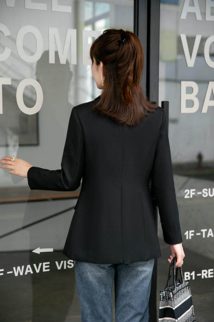 【现货】气质职场淑女黑色金纺外套，其它，水锦红