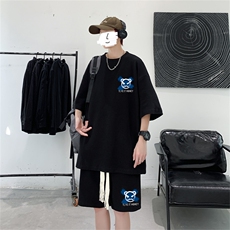 电商DSA028-TZDTHp420-P50夏季华夫格套装男T恤短裤两件套港风，男装休闲套装，电商A028