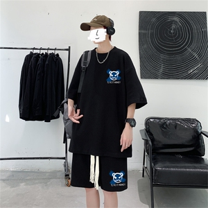 电商DSA028-TZDTHp420-P50 夏季华夫格套装男T恤短裤两件套港风图片