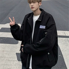 美式复古飞行服夹克男款春秋季宽松机车棒球情侣工装外套，男装皮衣，星座506A