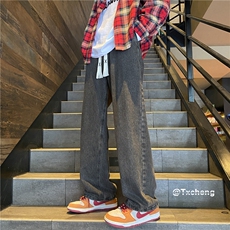 INS美式潮流春季新款宽松直筒牛仔裤休闲长裤K5224P45控58，男装牛仔裤，电商B315