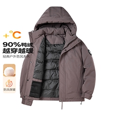 90鸭绒美式工装御寒羽绒服男冬季2025新款连帽冲锋衣保暖外套，男装夹克，星座914
