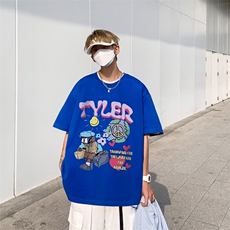 夏重磅落肩袖短袖t恤卡通趣味印花美式半袖上衣XZ514-2-1293-P28，男装T恤，星座514-2(原B239)