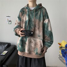 港风日系扎染连帽卫衣外套套头中性风ins潮情侣宽松休闲H205/P65,男装卫衣,钱塘713
