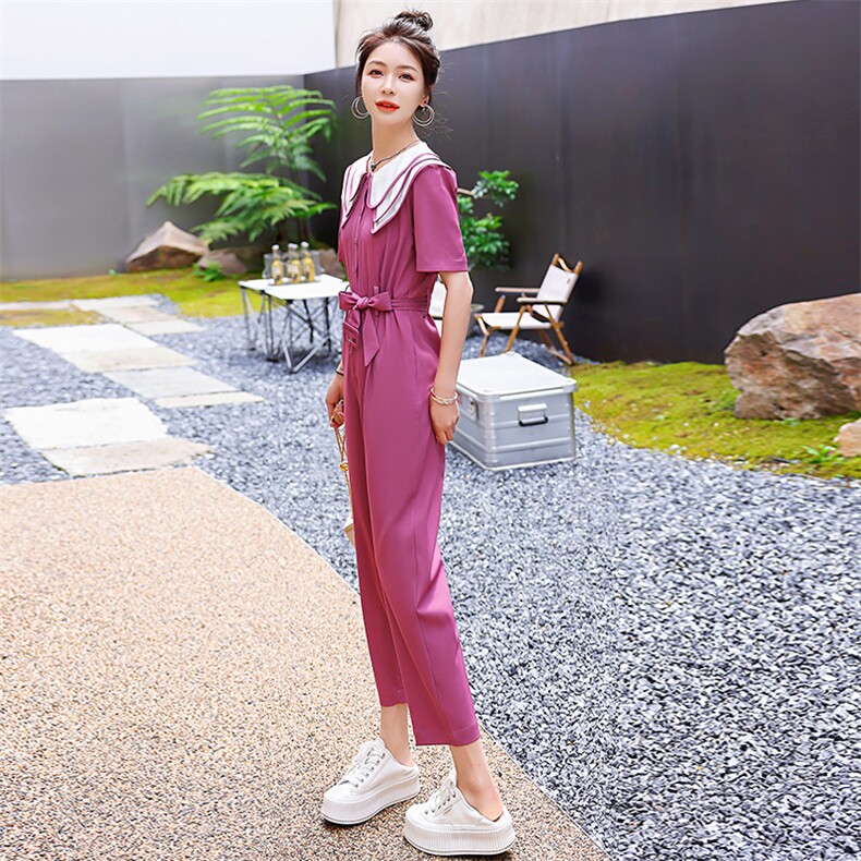 小香风高级感休闲工装连衣裤女2025夏装气质减龄娃娃领显瘦连体裤,女装连体裤,米雪儿