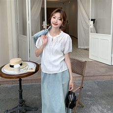 韩系休闲浅蓝色牛仔套装裙女2025夏新款显瘦马甲T恤半身裙三件套，女装套装/套裙，2C266