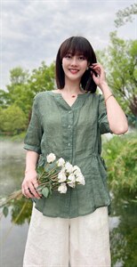 纯苎连衣裙小衫裤子裙子衬衣 时尚风 风淑女风休闲风，女装连衣裙，川哲