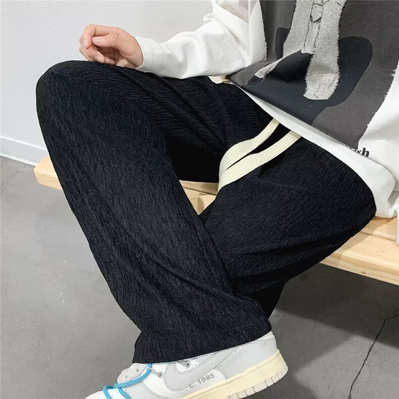 男秋季新款港风休闲裤X绳树皮皱长裤JQ99P32,男装休闲裤,星座1116-2