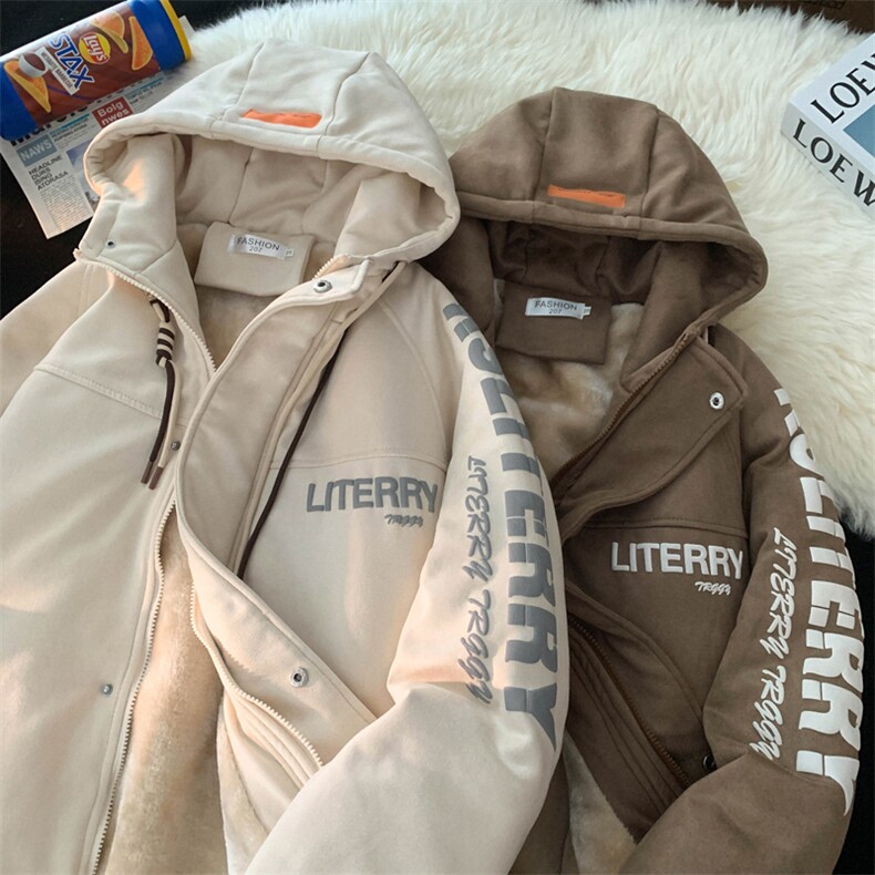 麂皮绒连帽棉衣男女棉服新款棉袄加绒外套冬装 3355-P90 控128图片