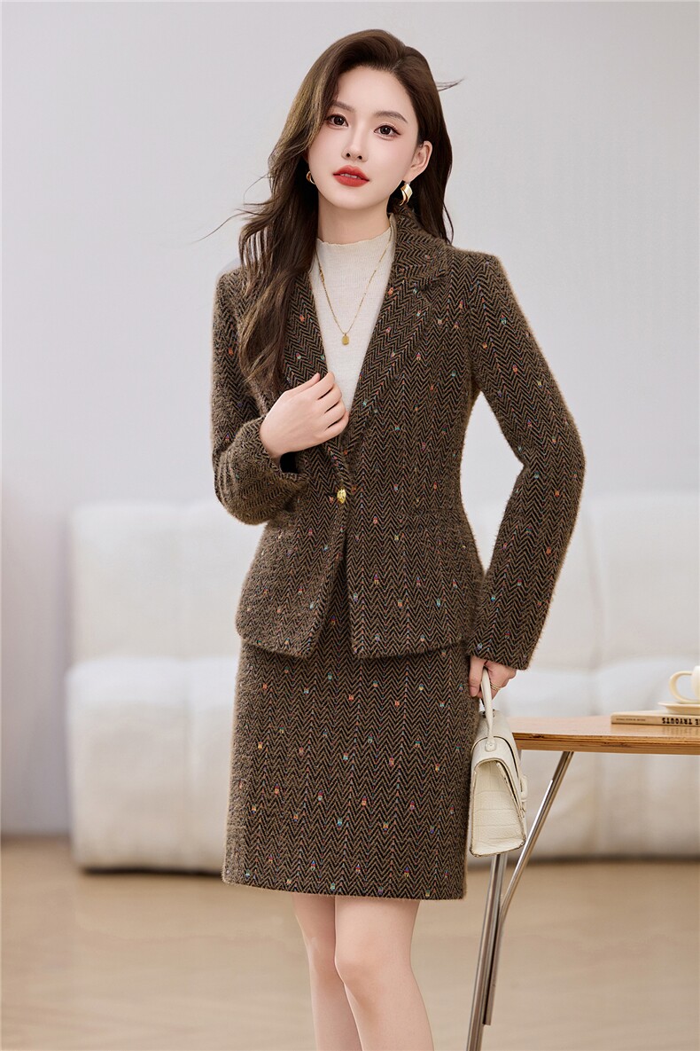 罗得堡2025冬装新款毛呢套装两件套9766,女装套装/套裙,罗得堡