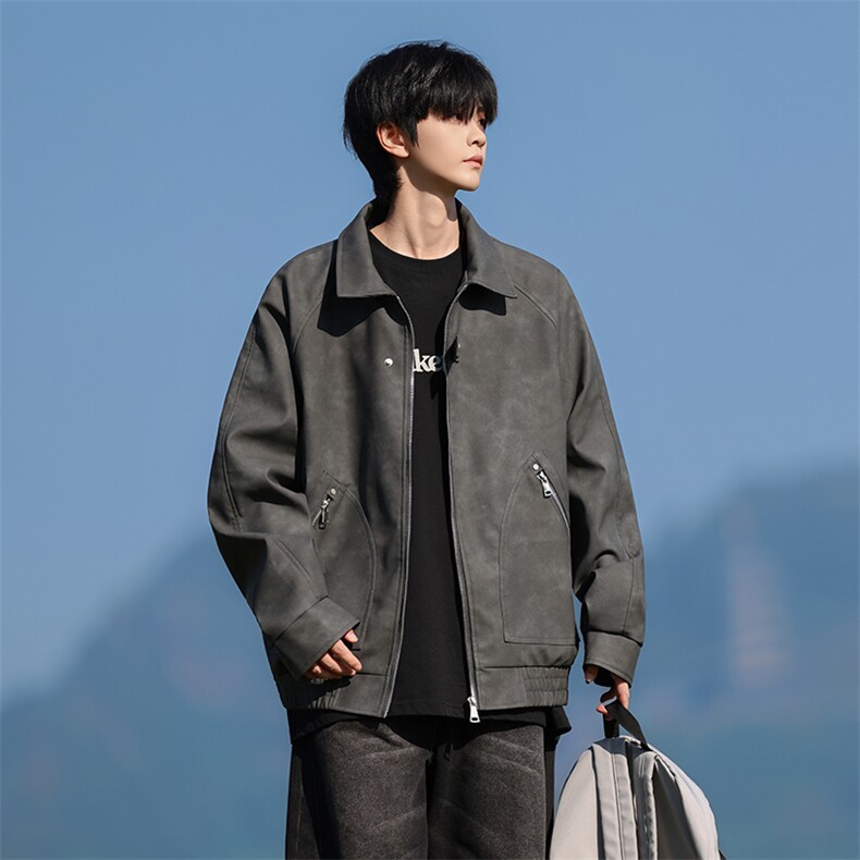JK8606-P78L-8XL2026春季大码美式皮棉翻领衣夹克外套,男装夹克,星座109