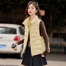 黄色立领羽绒马甲女2025冬季新款收腰显瘦冬装外套女，女装羽绒服，梦懿尔
