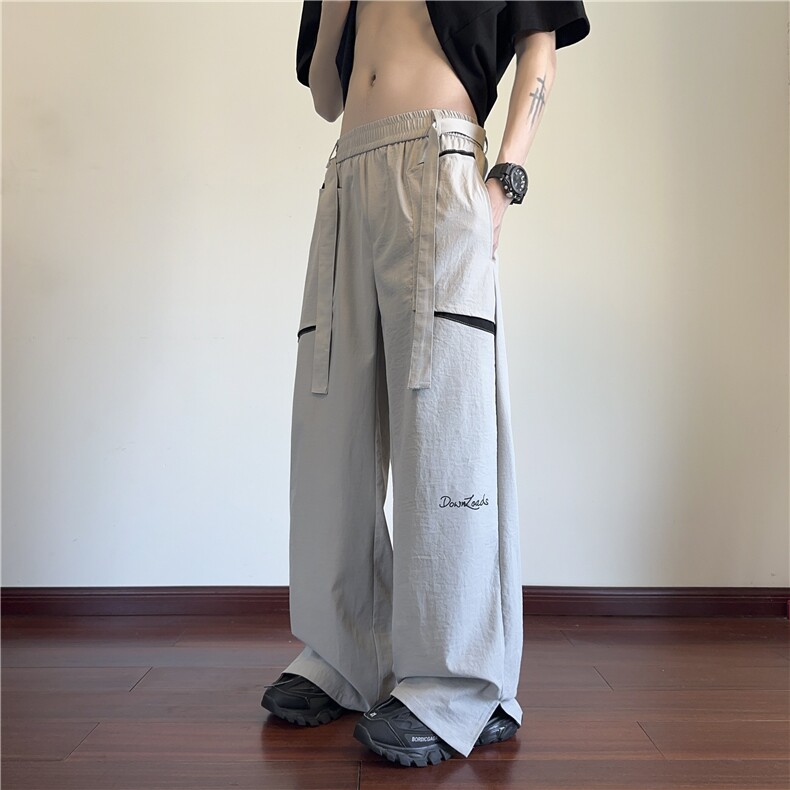 抖音品质大口袋字母印花速干宽松冰丝裤B315-K25703-特P35控68,男装休闲裤,电商B315