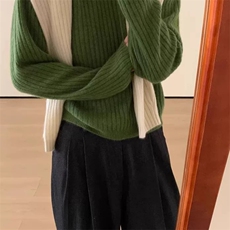 秋季新款纯色针织圆领套头上衣时尚百搭，女装针织衫/毛衣，泰沅羊绒