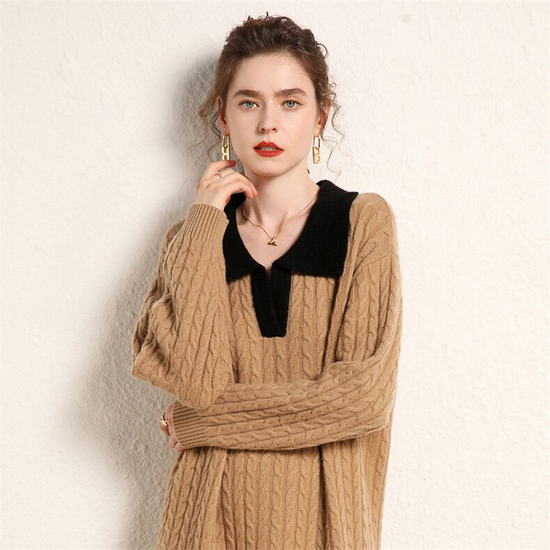 春秋装新款韩版时尚显瘦套头女士针织35%羊绒衫图片