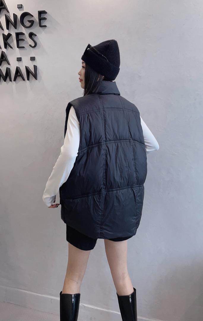 韩版茧型休闲羽绒马甲，女装马甲，那简