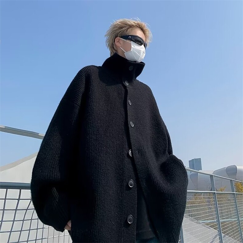 秋冬纯色高领单排纽扣针织开衫男韩系M293P53,男装卫衣,星座1116-2
