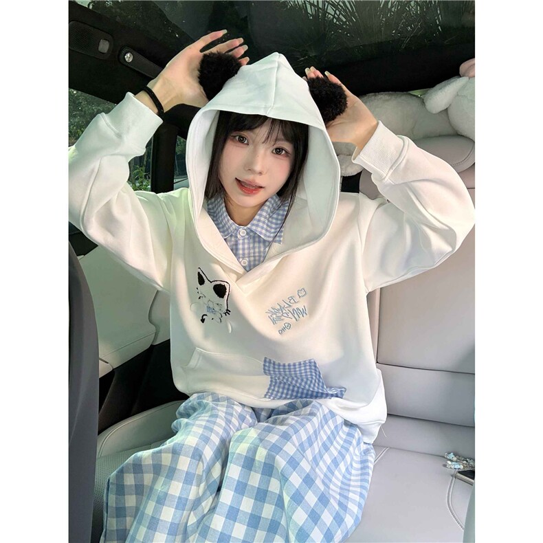 5217-P58原版做工纯棉华棉复合连帽卫衣薄款,女装卫衣/绒衫,星座617A-2