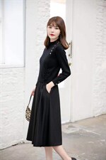 毛衣拼接连衣裙，两个颜色，三个尺码，女装针织衫/毛衣，依柏璐