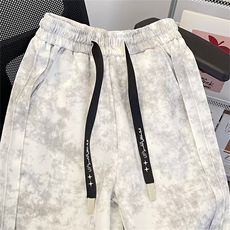 美式浅条纹扎染新款男秋冬裤复古宽松慵懒风阔腿裤子BK55/P46，男装休闲裤，星座506B