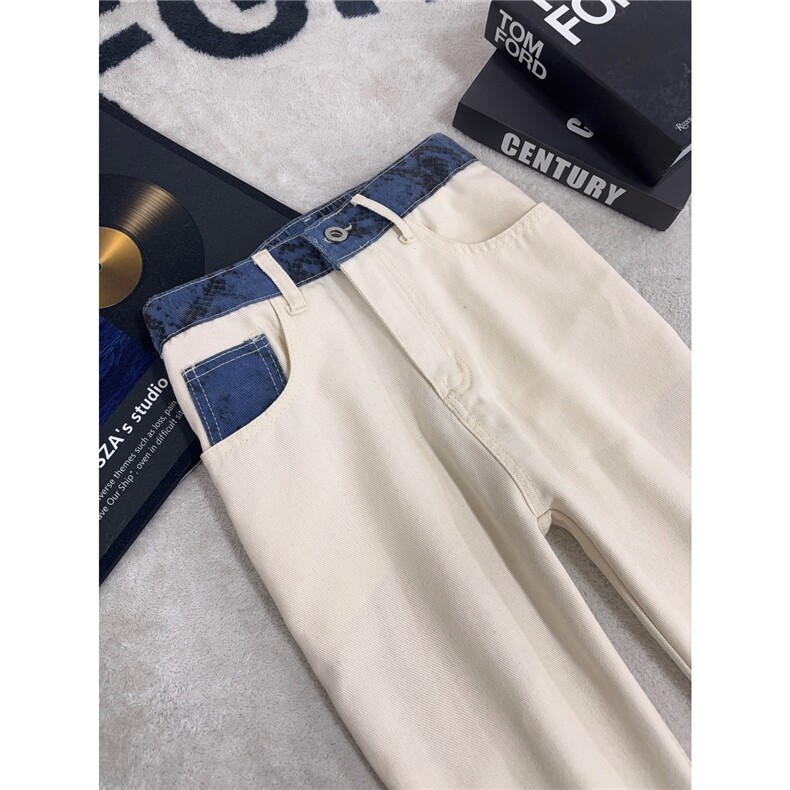 B221美式高街宽松拼接牛仔裤黑色50%棉50%聚酯LK25520-特P45控78,男装牛仔裤,电商B221