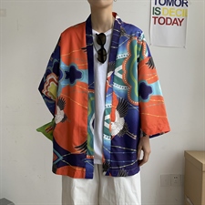仙鹤港风日系潮外套防晒服和服开衫薄款半袖道袍防晒衣F12/P40，男装风衣，钱塘713