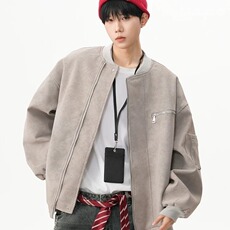 J528-P77复古水洗做旧PU皮夹克男款秋冬cleanfit高级感，男装夹克，电商B323A
