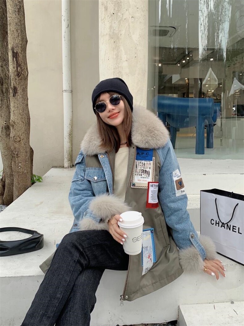 新款超洋气大毛领拼接派克服，其它，转角爱尚