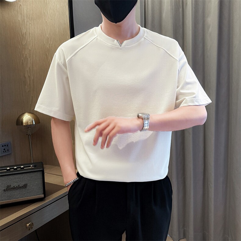 夏打底衫纯色百搭纯色圆领T恤短袖社会小伙A236-82537-特P38,男装T恤,电商A236