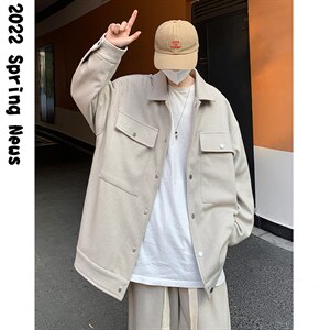 现货款！2025春季新款外套 韩版宽松翻领呢料夹克 JK201P118控138图片