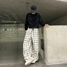902-103-P45肌理感格纹休闲裤男2025卫裤搭配卫衣毛衣夹克裤子，男装休闲裤，星座902A